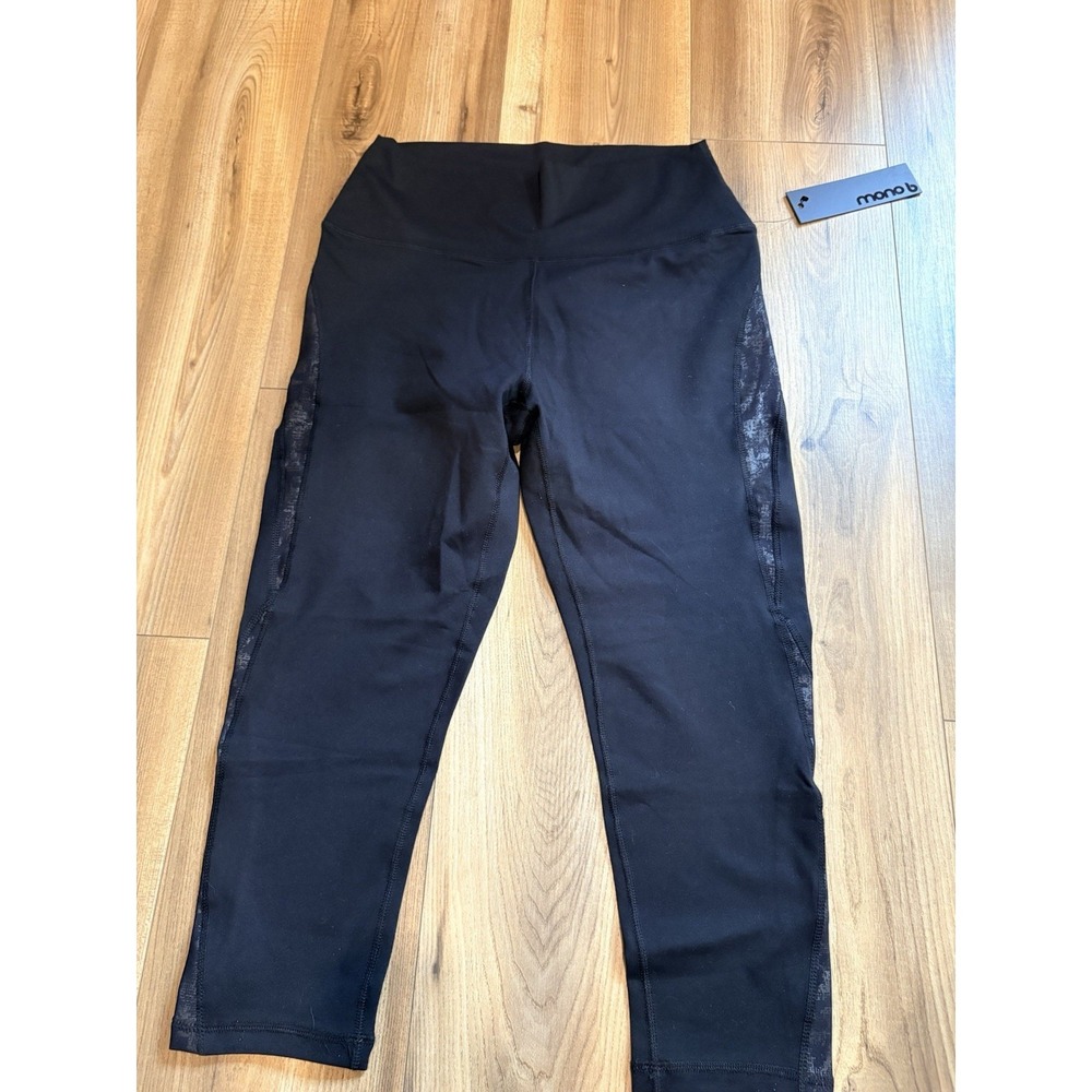 Mono B Leggings Yoga Pants Cropped Black Women's XL Capri